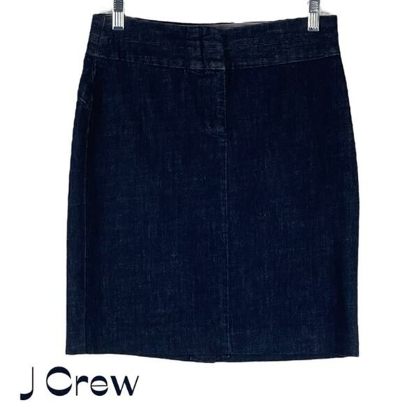 J Crew Straight Dark Wash Boho Hippie Festival Blue Jean Skirt NWOT Size 4 - Picture 2 of 12